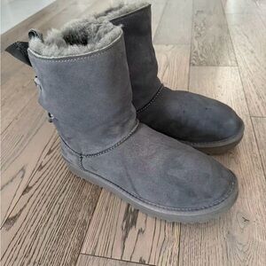 UGG Bailey Bow Grey Shearling Boots